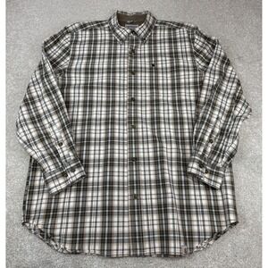 Carhartt Relaxed Fit Mens LARGE Shirt Button-Down Plaid Pocket Long Sleeve Black